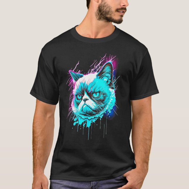 Grumpy Face Rolig Katt Grafisk Kattälskare Kattung T Shirt (Framsida)