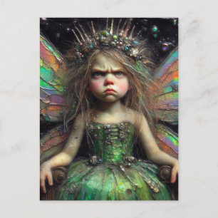 Grumpy Fairy in Grönt Dress Vykort