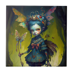Grumpy Fairy Pixie Fantasy Art Kakelplatta