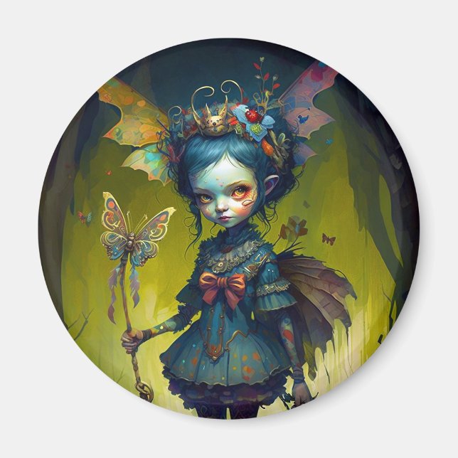 Grumpy Fairy Pixie Fantasy Art Magnet (Framsidan)