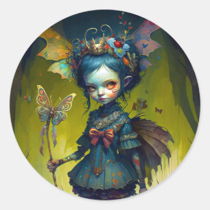 Grumpy Fairy Pixie Fantasy Art Runt Klistermärke