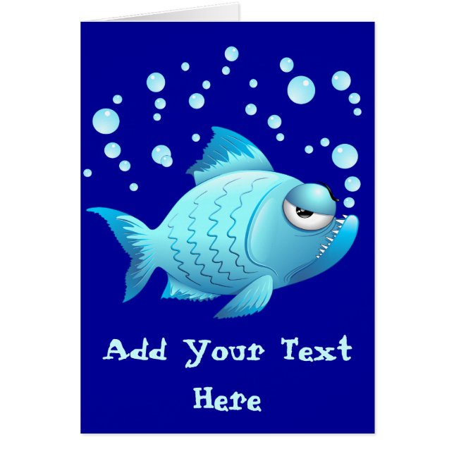 Grumpy fisktecknad hälsningskort (Framsidan)