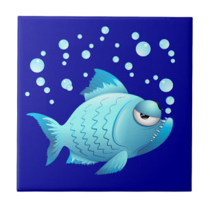 Grumpy fisktecknad kakelplatta