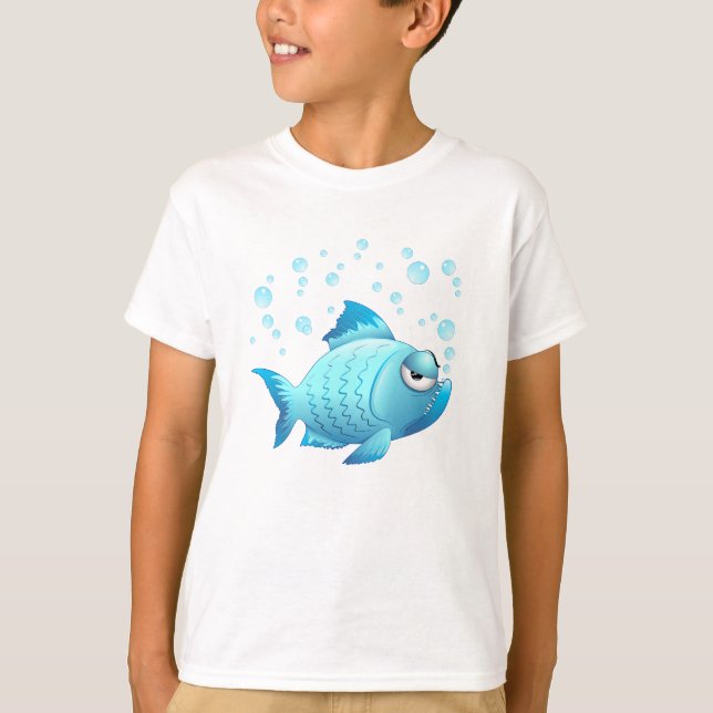 Grumpy fisktecknad t-shirt (Framsida)