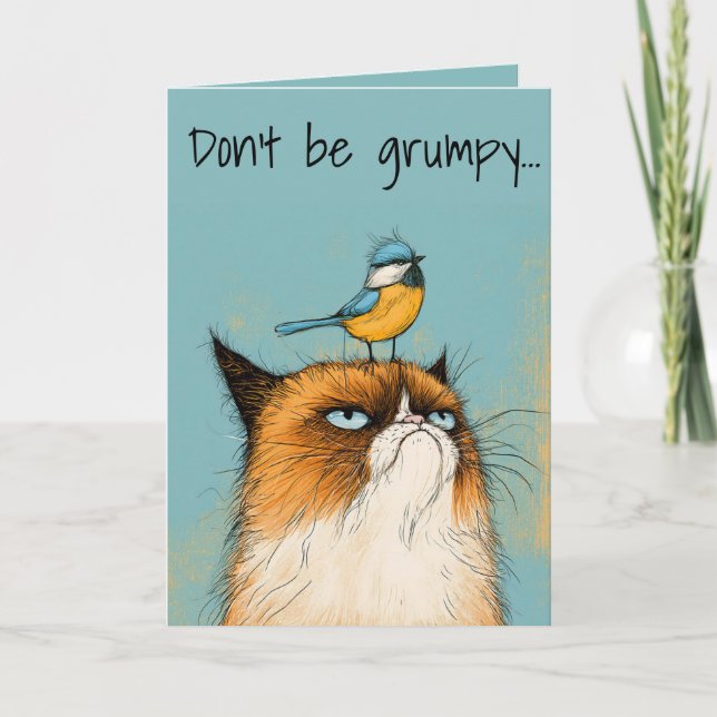 Grumpy födelsedagskatt kort (Framsida)