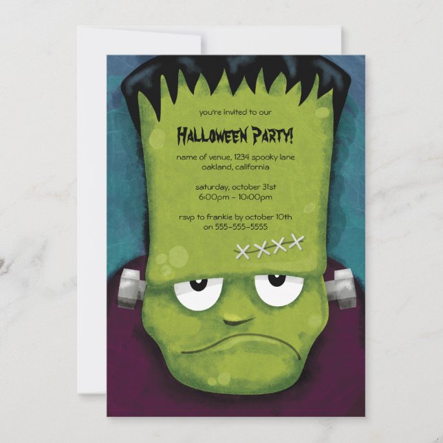 Grumpy Frankenstein halloween festinbjudan Inbjudningar (Framsida)