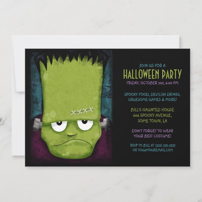 Grumpy Frankensteins monster Halloween fest Inbjudningar (Framsida)