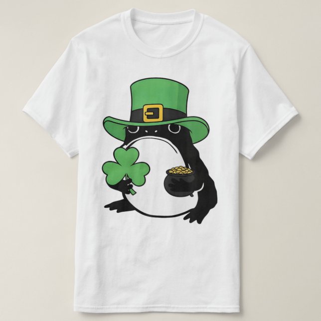 Grumpy Frog Japanese St. Patricks Day Shamrock T Shirt (Design framsida)