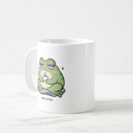 Grumpy Frog med en liten Kopp av kaffe
