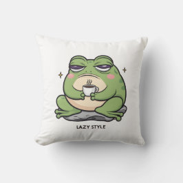 Grumpy Frog med en liten Kopp av kaffe Kudde