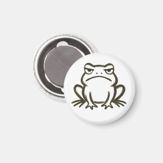 Grumpy Frog – Minimalistisk penseldragshumör på Magnet (Front/Back)
