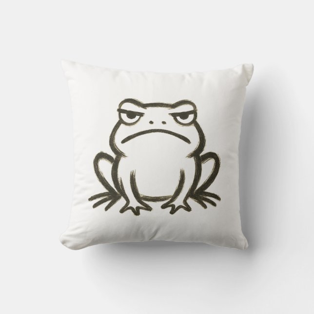Grumpy Frog - Minimalistiskt Brushstroke-läge på Kudde (Framsida)