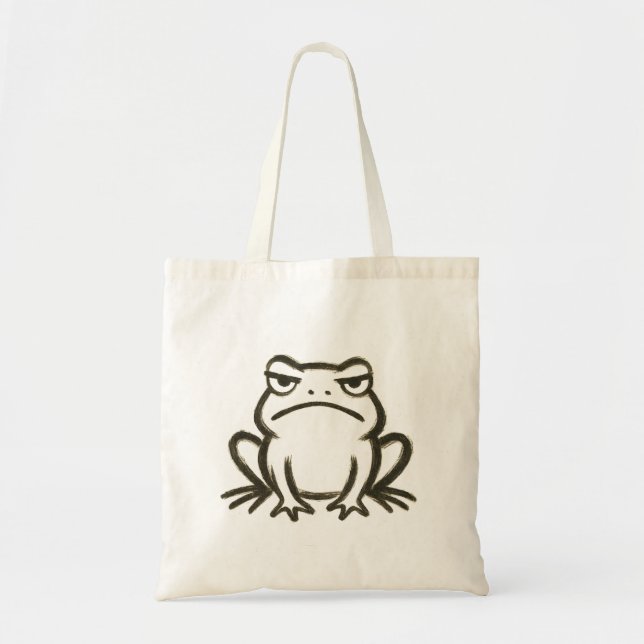 Grumpy Frog - Minimalistiskt Brushstroke-läge på Tygkasse (Framsidan)