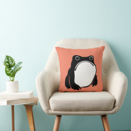 Grumpy Frog teckning japansk konst av Matsumoto Ho Kudde