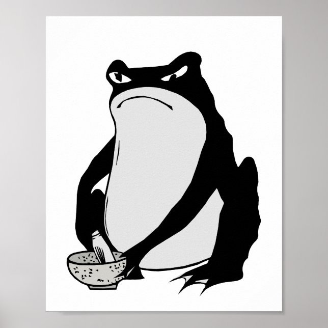 Grumpy Frog teckning japansk konst av Matsumoto Ho Poster (Framsidan)