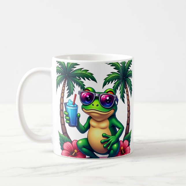 Grumpy Frog Y2K Vaporwave - Slumpmässig Ahh Groda  Kaffemugg (Vänster)