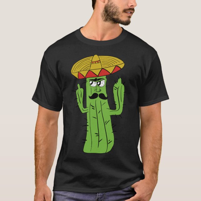 Grumpy Funniest Cactus Mexican Trouble Maker Middl T Shirt (Framsida)
