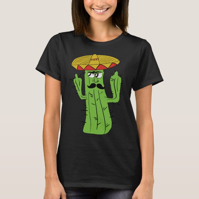 Grumpy Funniest Cactus Mexican Trouble Maker Middl T Shirt (Framsida)