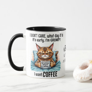 Grumpy Funny Cat Drinking Coffee Quote Mugg