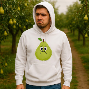 Grumpy Fuzzy Pear Ansikte Funny Fruit Character Hoodie