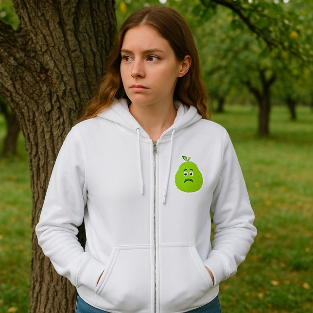 Grumpy Fuzzy Pear Ansikte Funny Fruit Character T Shirt (Skapare uppladdad)