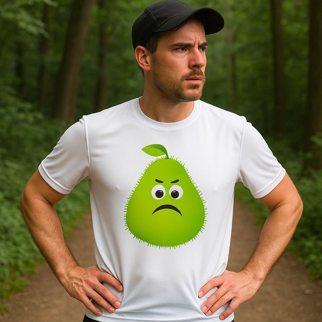 Grumpy Fuzzy Pear Ansikte Funny Fruit Character T Shirt (Skapare uppladdad)