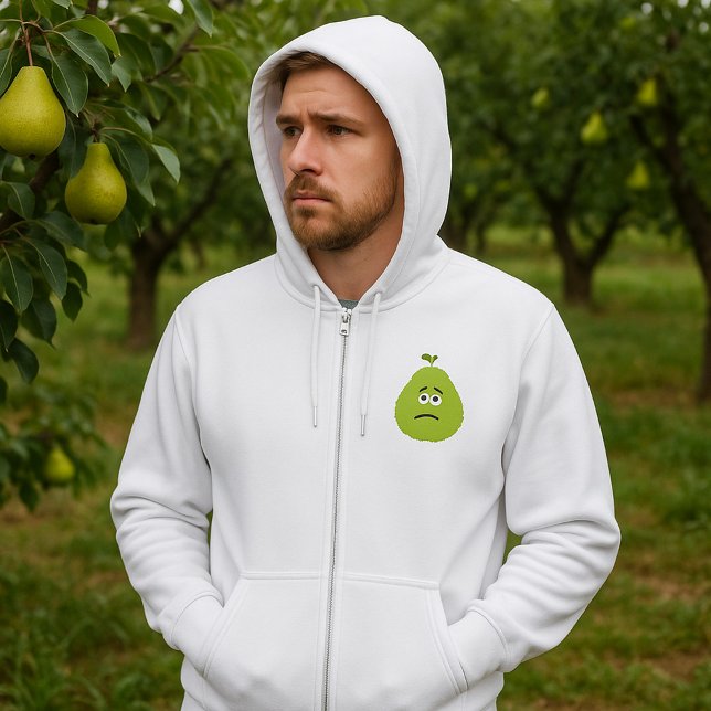Grumpy Fuzzy Pear Ansikte Funny Fruit Character T Shirt (Skapare uppladdad)