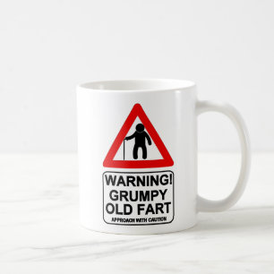 Grumpy gammal fismugg. Varningsmugg för gammal Kaffemugg