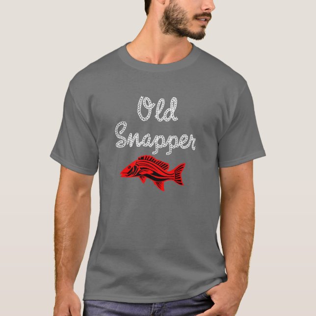 Grumpy gammal röd SnapperfiskT-tröja T-shirt (Framsida)