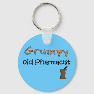 Grumpy gammala PharmacistT-tröja och gåvor Nyckelring