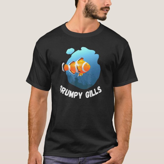 Grumpy Gills Clownfisk Akvariefenor Fiskskål Swi T Shirt (Framsida)