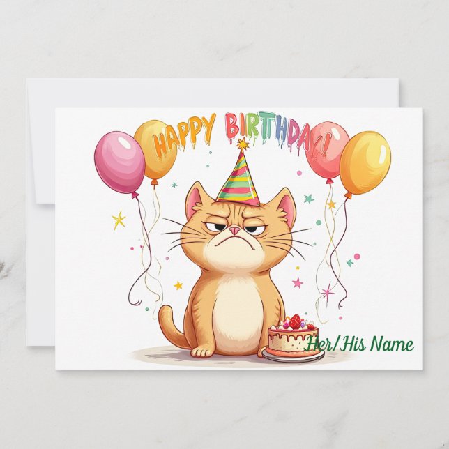 Grumpy Ginger Cat Birthday Humor Kort (Framsida)