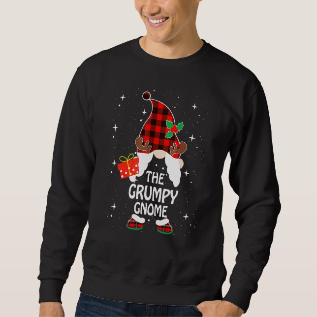 Grumpy Gnome Buffalo Randig Matchande Familj Jul Lång Ärmad Tröja (Framsida)
