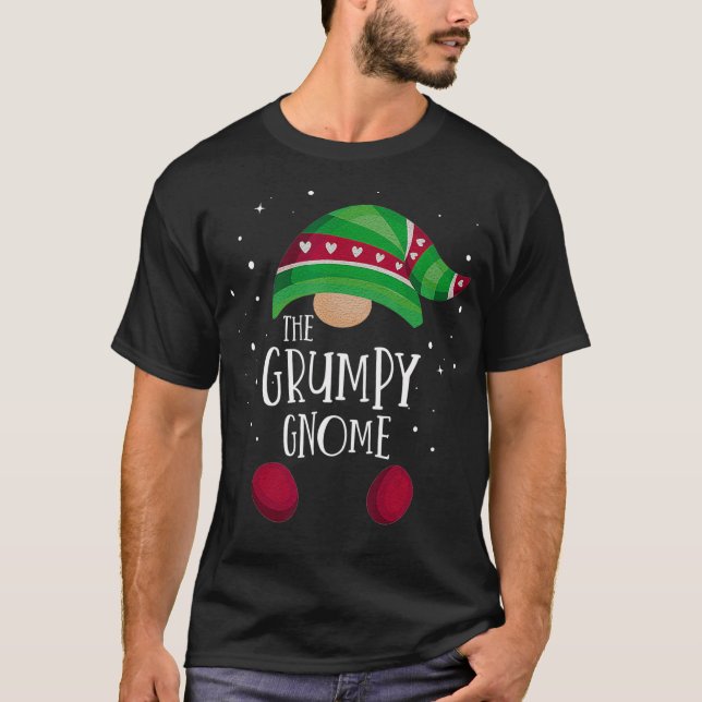 Grumpy Gnome Matching jul PJs Family Pajamas T Shirt (Framsida)