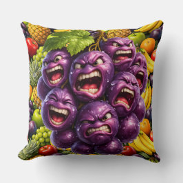 Grumpy grapes and angry fruit funny whimsical kitc kudde