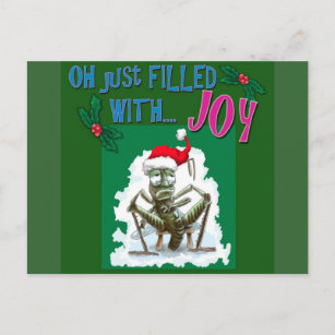 Grumpy gräshoppa med julhatten helg vykort
