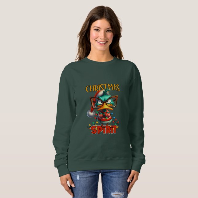 Grumpy Green Duck Julstämning T Shirt (Hel framsida)