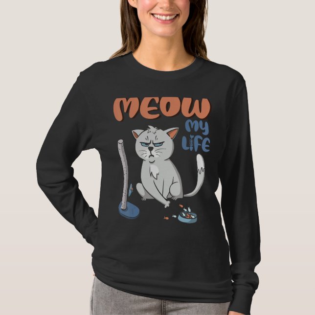 Grumpy Grey Cat Funny No BS Given Cat People T Shirt (Framsida)