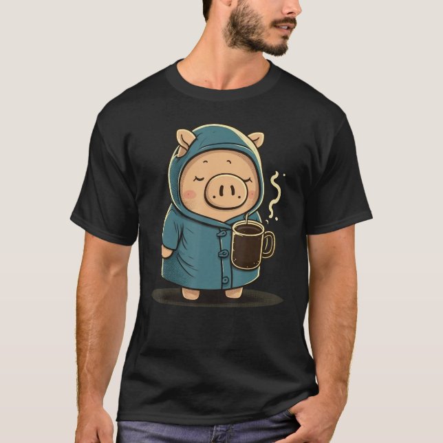 Grumpy Gris-kaffe Älskare på kaffe Gris T Shirt (Framsida)