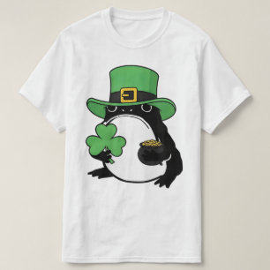 Grumpy Groda Japanska St. Patricks Dag Shamrock T Shirt