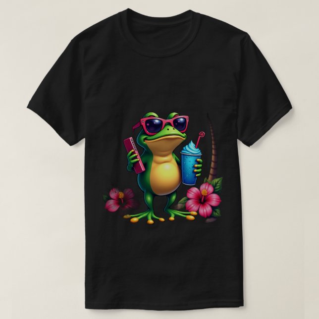 Grumpy Groda Vaporwave Y2K Retro Cool Estetisk Tro T Shirt (Design framsida)