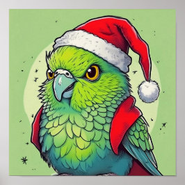Grumpy Grönt Budgie-jultomten Poster