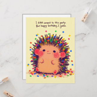 Grumpy Hedgehog Birthday Card Kort
