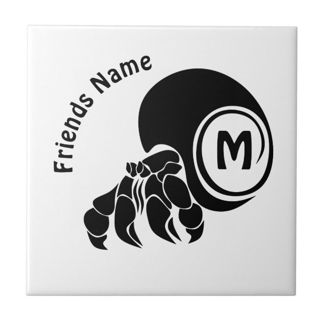 Grumpy Hermit Crab Silhouette Monogram Kakelplatta (Framsidan)