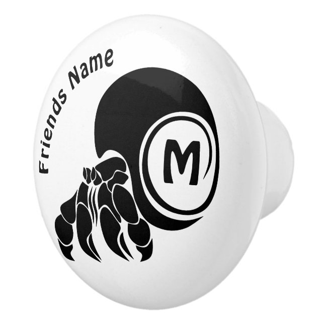 Grumpy Hermit Crab Silhouette Monogram Knopp (Höger)