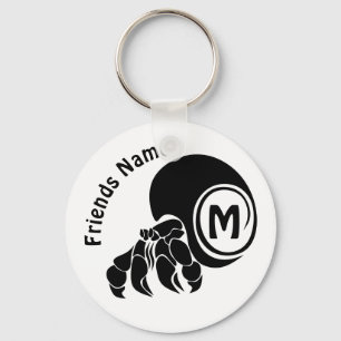 Grumpy Hermit Crab Silhouette Monogram Nyckelring