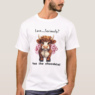 Grumpy Highland Cow Valentine Day T Shirt