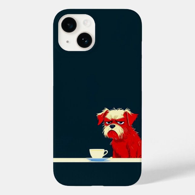 Grumpy Hund Coffee Time - Cute Minimalist Mobil Ca (Baksida)