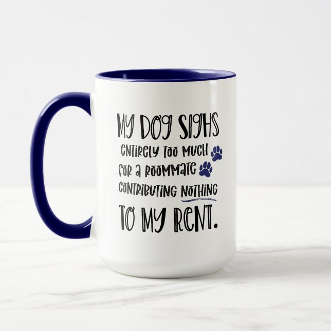 Grumpy Hund Funny Quote med Pet Photo Navy Mugg (Vänster)