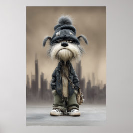 Grumpy Hund i Streetwear Poster
